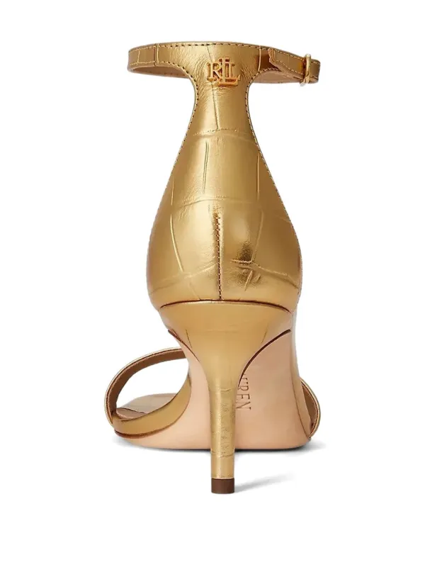 Lauren Ralph Lauren Allie Embossed Sandals | Gold | FARFETCH