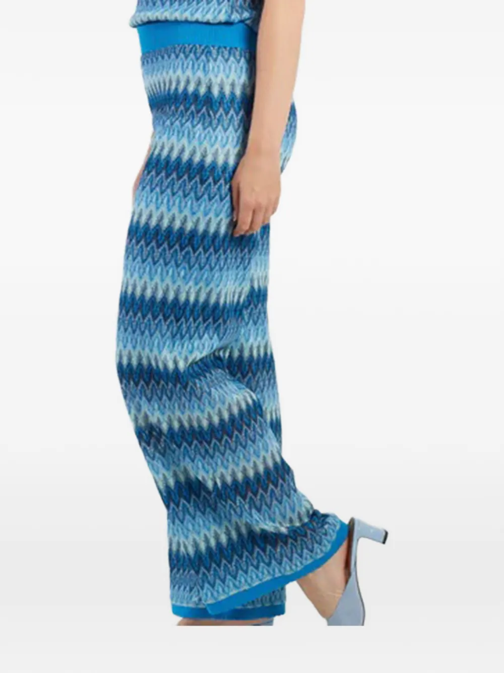 Derhy Bahamas High-waisted Flared Trousers In Blue