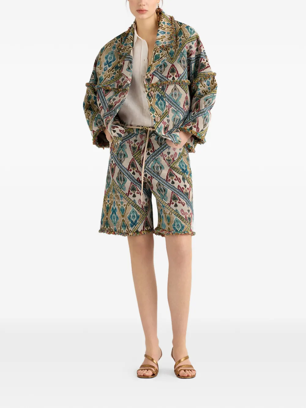  Momoni Pino Jacquard Patterned Shorts - Neutrals 