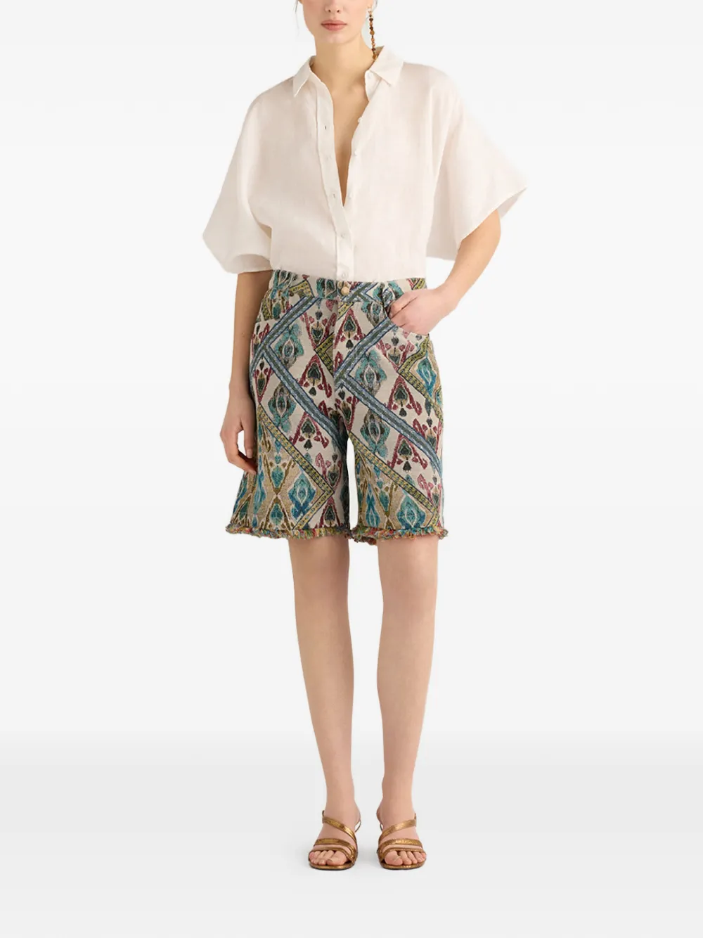 MOMONÌ Pino shorts met jacquard-patroon Beige