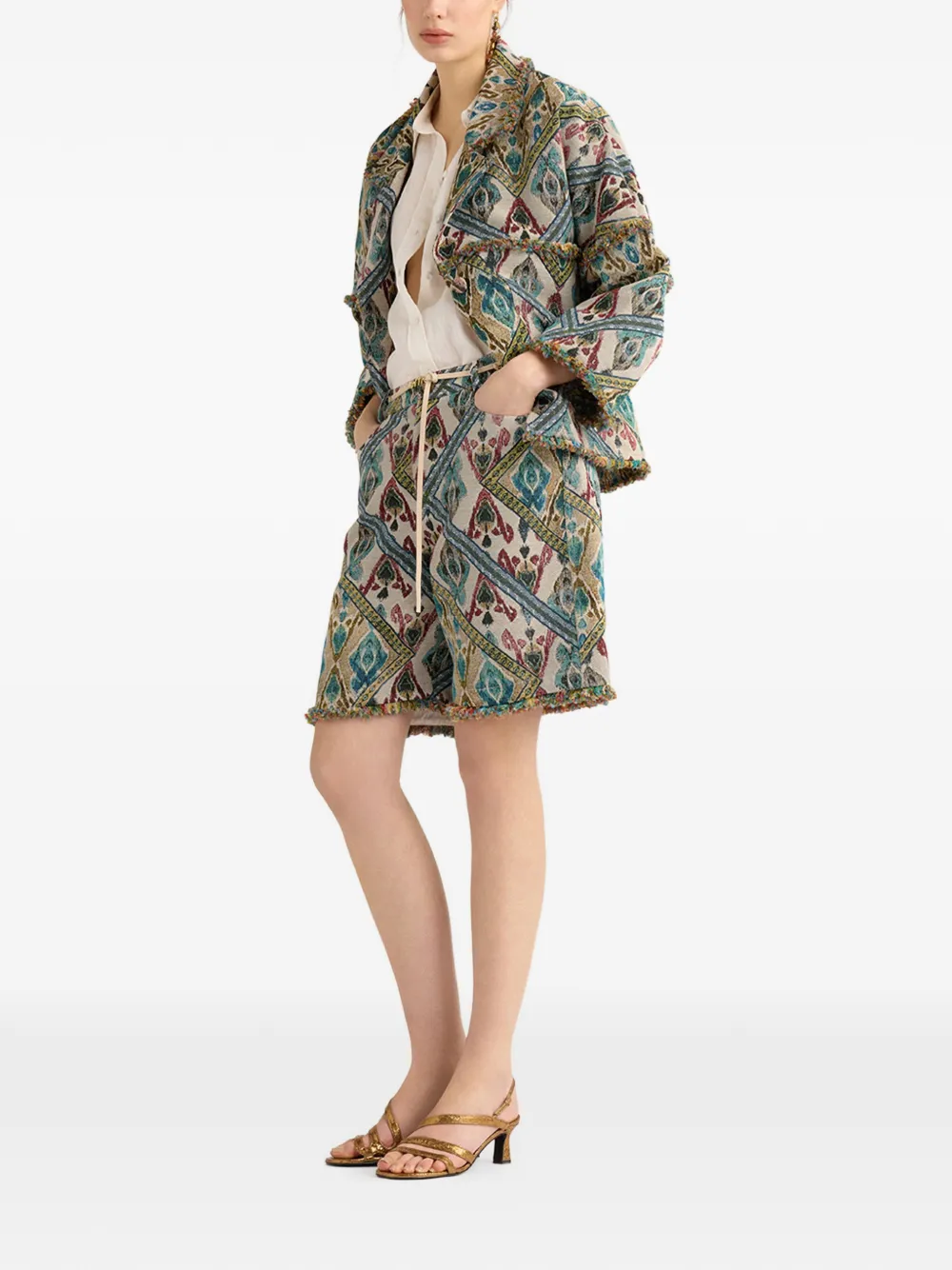  Momoni Pino Jacquard Patterned Shorts - Neutrals 