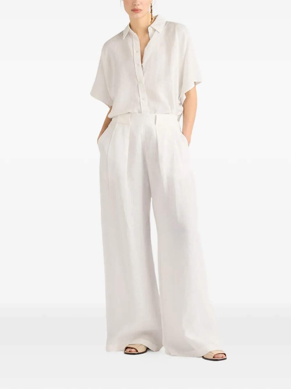 MOMONÌ Aspen palazzo broek Wit