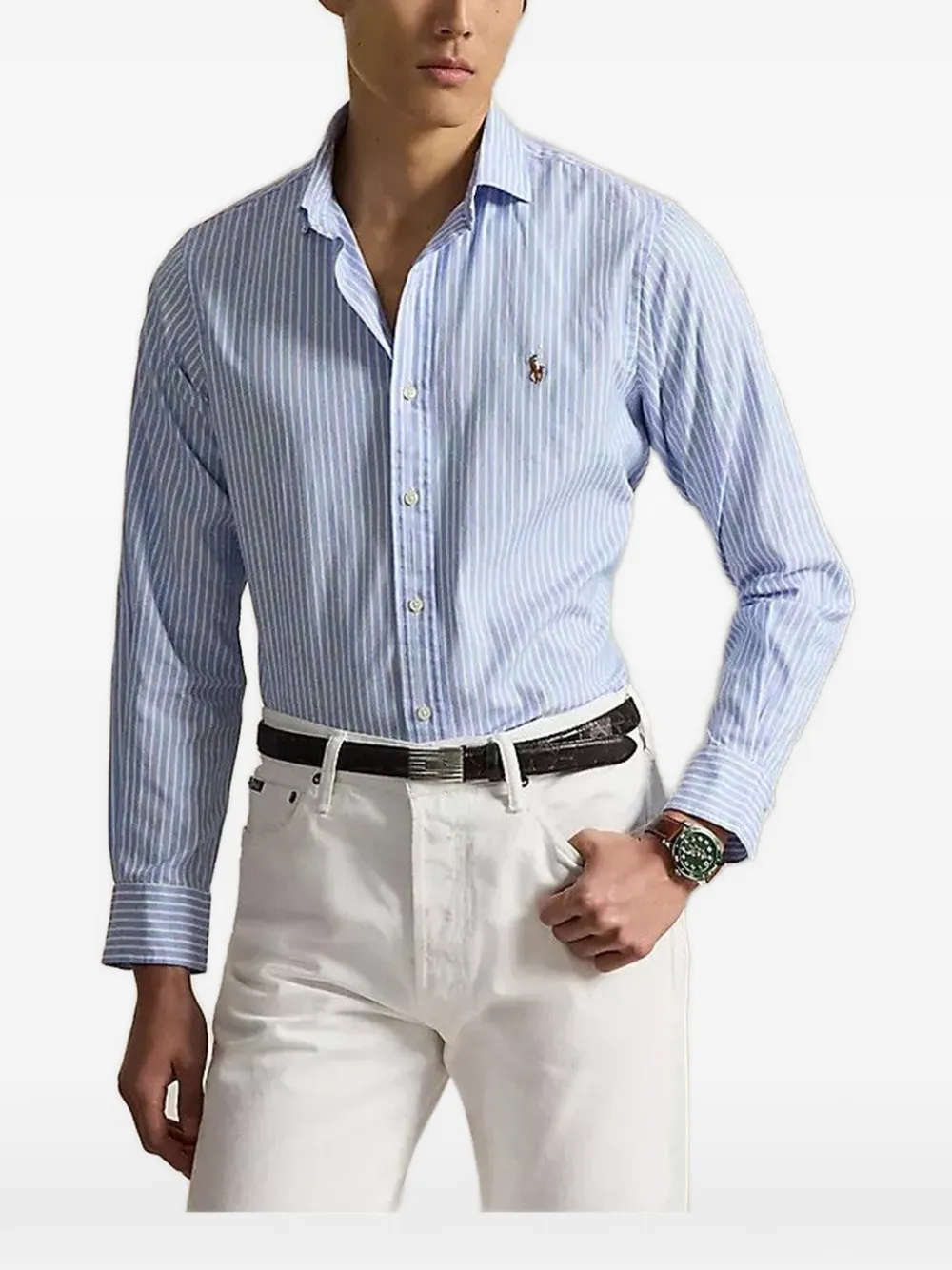 Polo Ralph Lauren striped-pattern chest-logo shirt - Blau