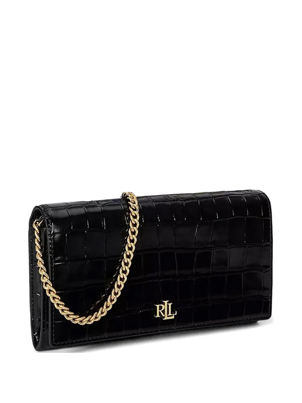 Lauren Ralph Lauren medium Adair II chain-strap croc-effect cross-body bag - Nero