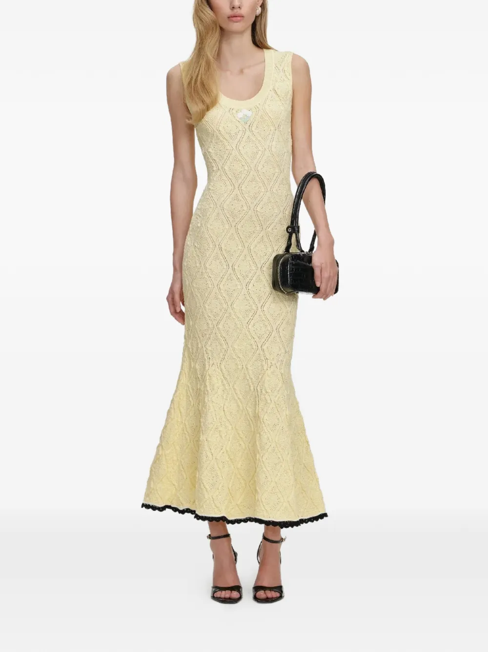 Self-Portrait floral embroidery midi dress - Giallo