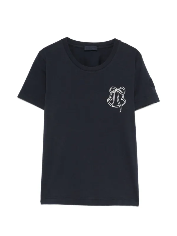 Moncler モンクレール　エンブロイダリデザインが素敵なTシャツ Moncler エンブロイダリーTシャツ | ブルー | FARFETCH JP