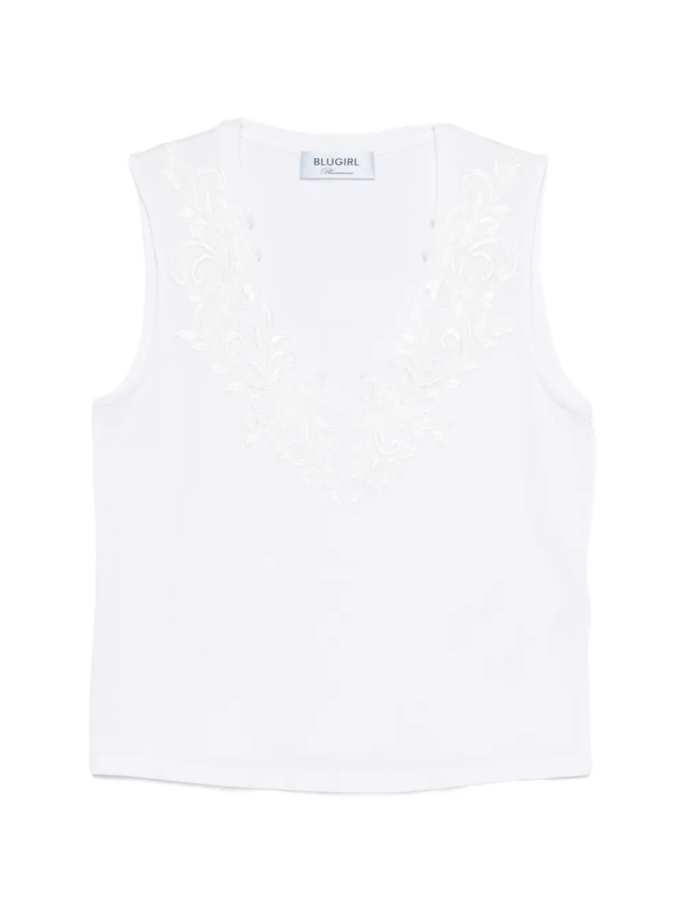 Blugirl embroidered V-neck top - Weiß