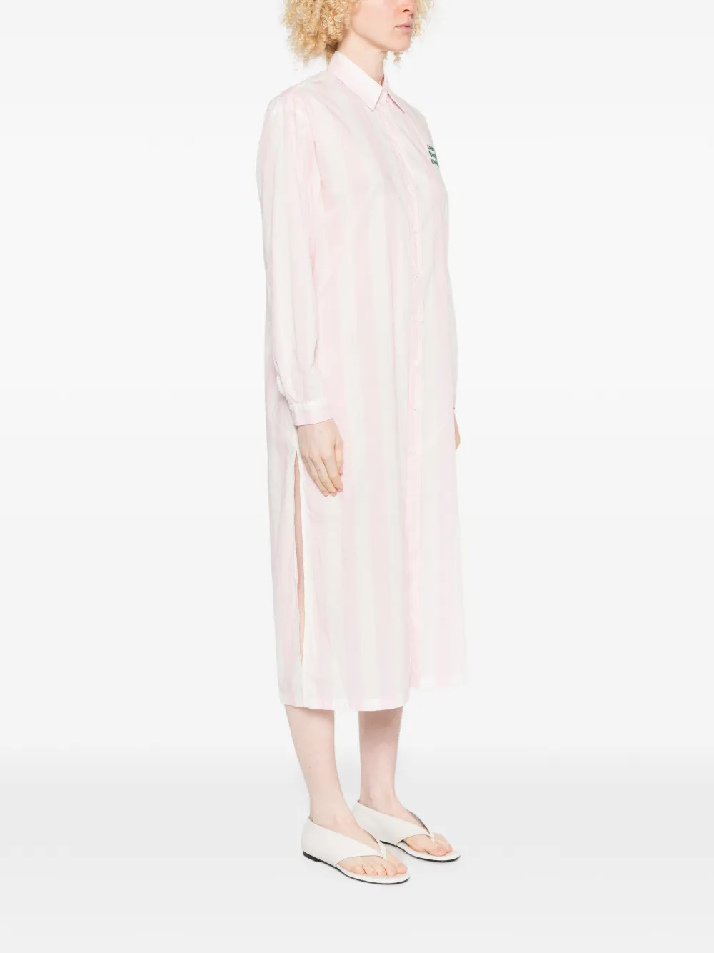  Mc2 Saint Barth Adeline Striped Shirt Midi Dress - Pink 