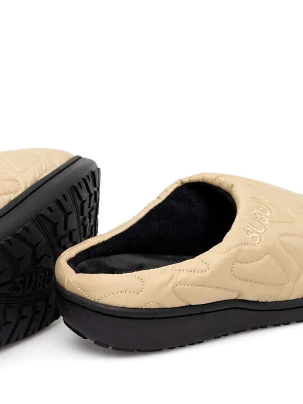 SUBU Outline gewatteerde slippers met logo-detail Beige