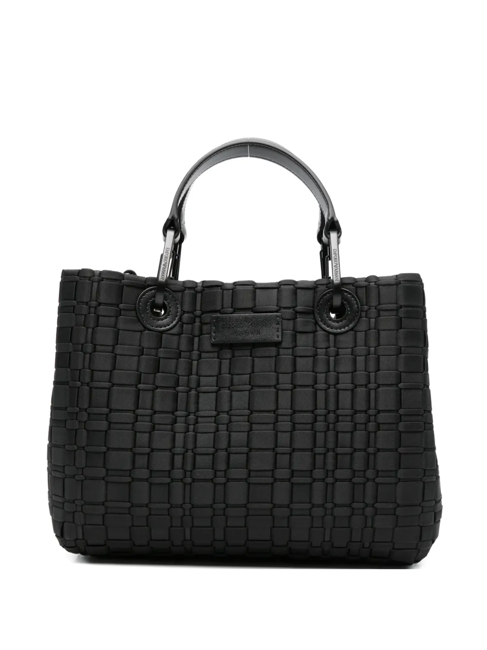 Emporio Armani woven top handle tote bag - Schwarz
