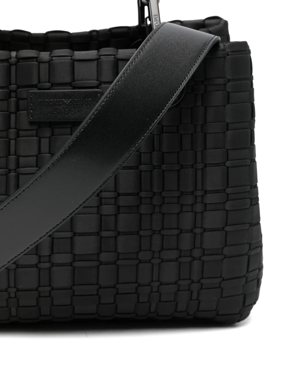 Emporio Armani Geweven shopper met handgreep Zwart
