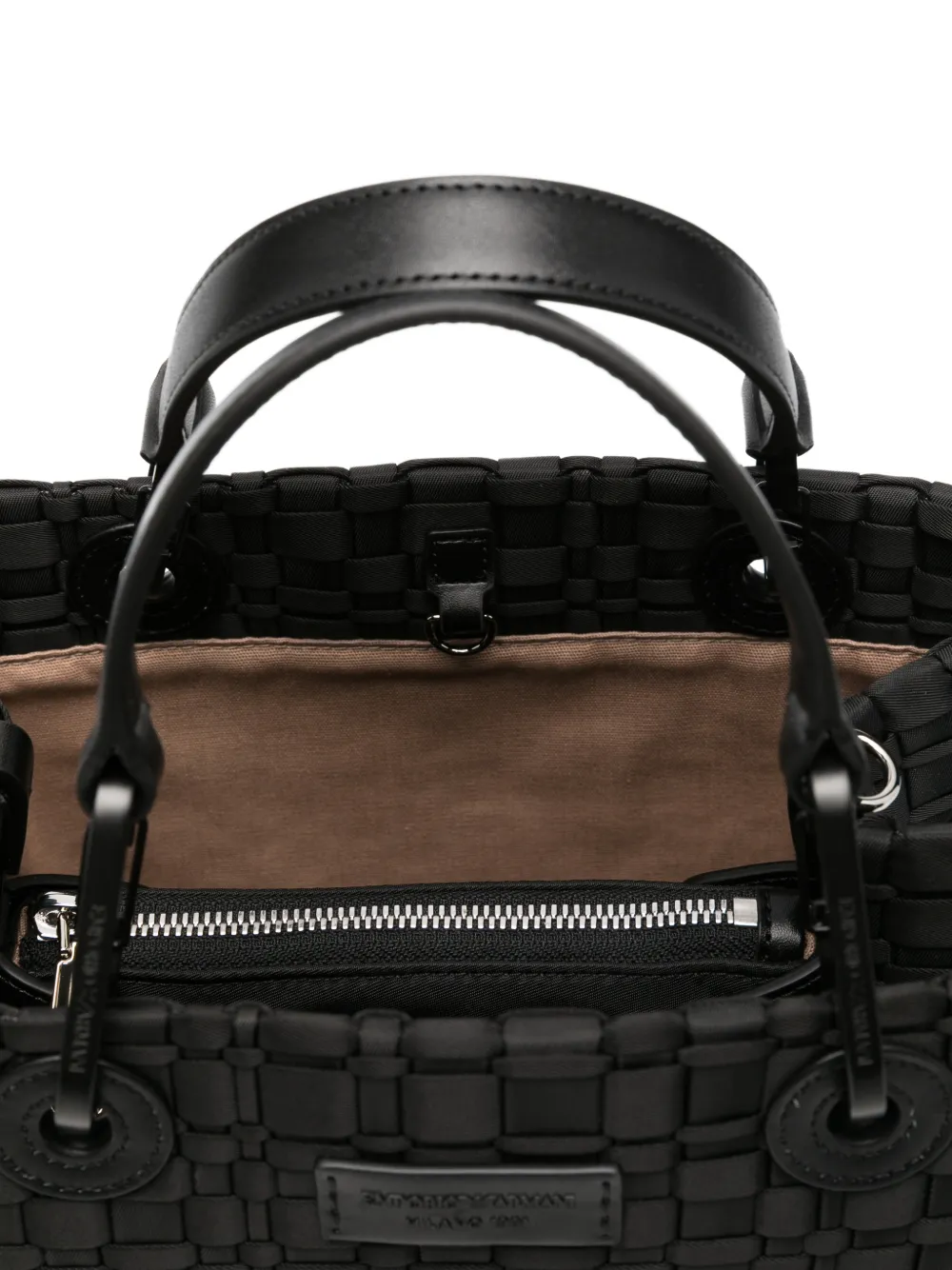 Emporio Armani Geweven shopper met handgreep Zwart
