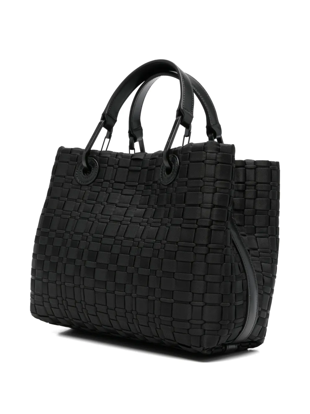 Emporio Armani Geweven shopper met handgreep Zwart
