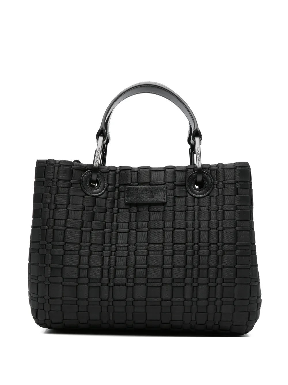 Emporio Armani woven top handle tote bag - Schwarz