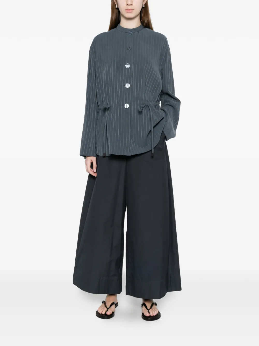  Emporio Armani Pinstripe Button-up Jacket - Blue 