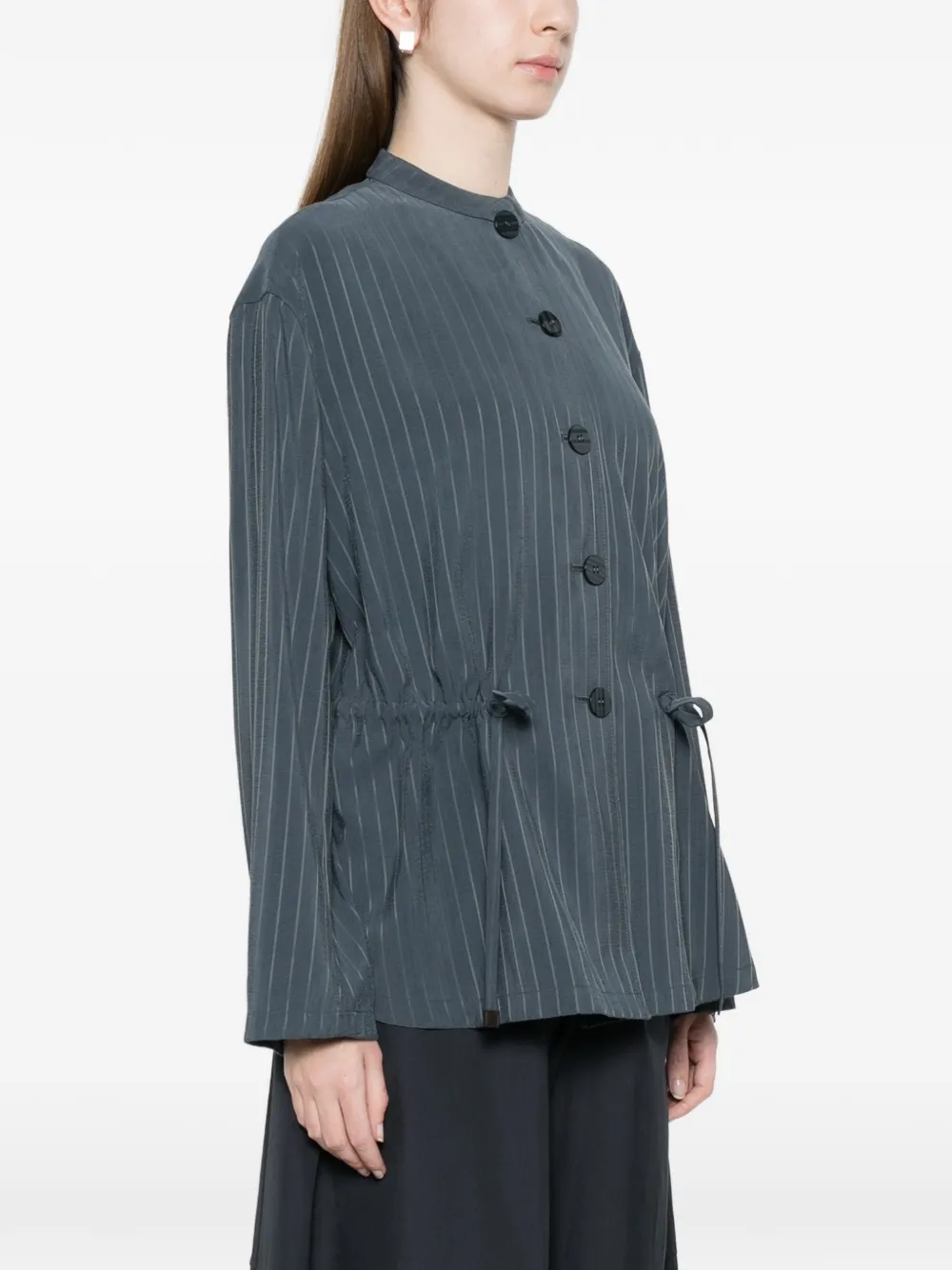  Emporio Armani Pinstripe Button-up Jacket - Blue 