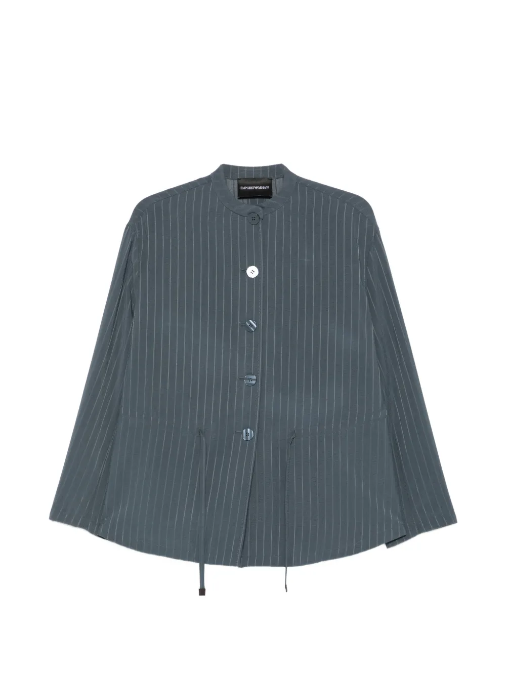 Emporio Armani pinstripe button-UP jacket - Blu