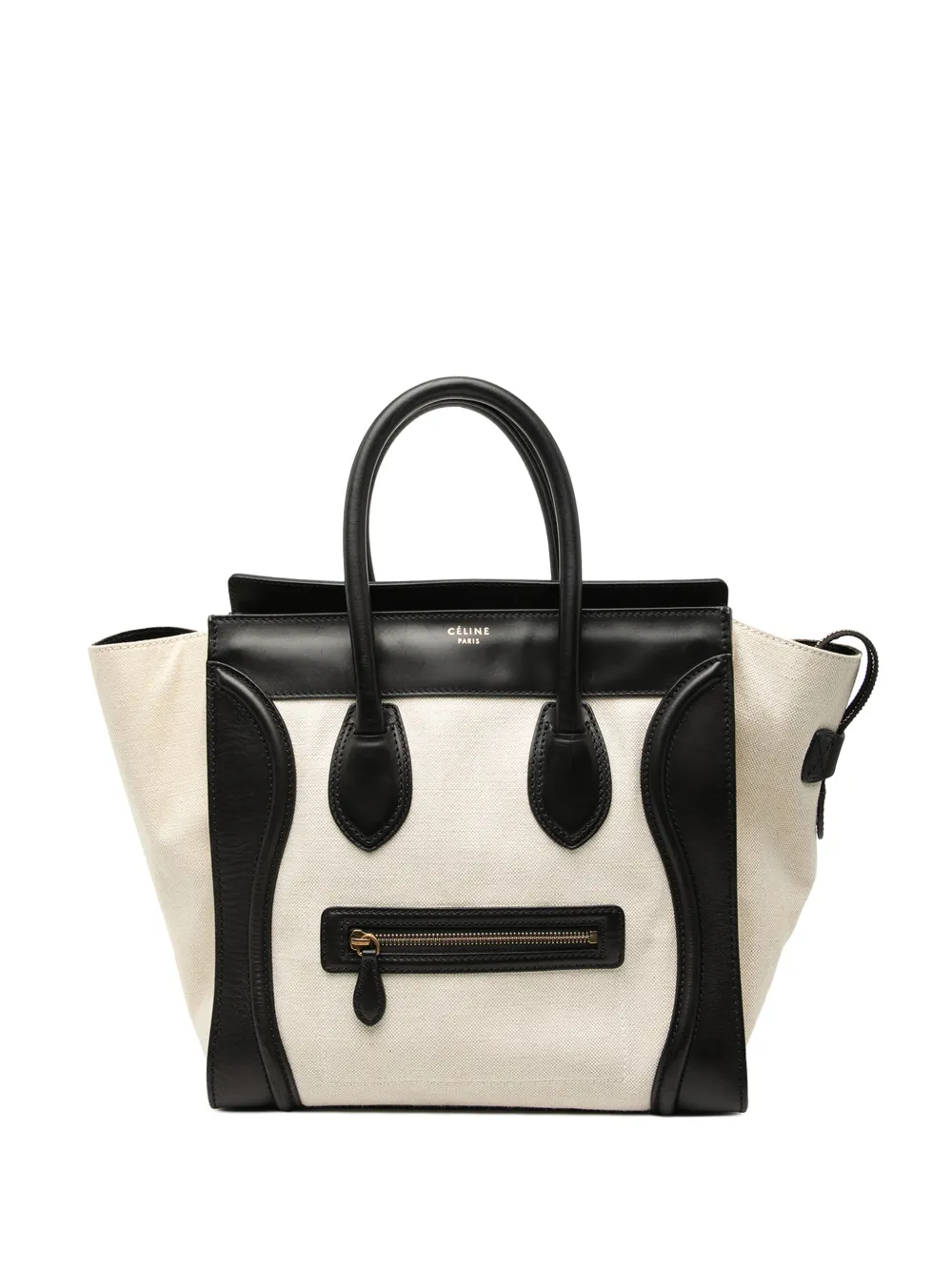 Celine Pre-Owned 2011 Mini Bicolor Canvas and Leather Luggage Tote handbag - Marrone