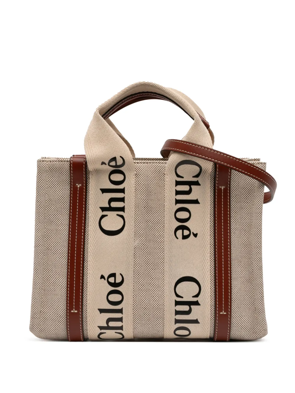 Chloé Pre-Owned 2022 Small Canvas Woody satchel - Marrone