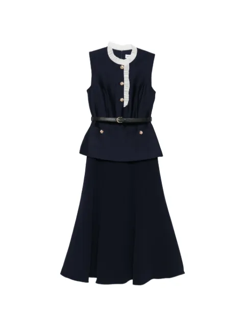 Self-Portrait ruffle-trim belted dress