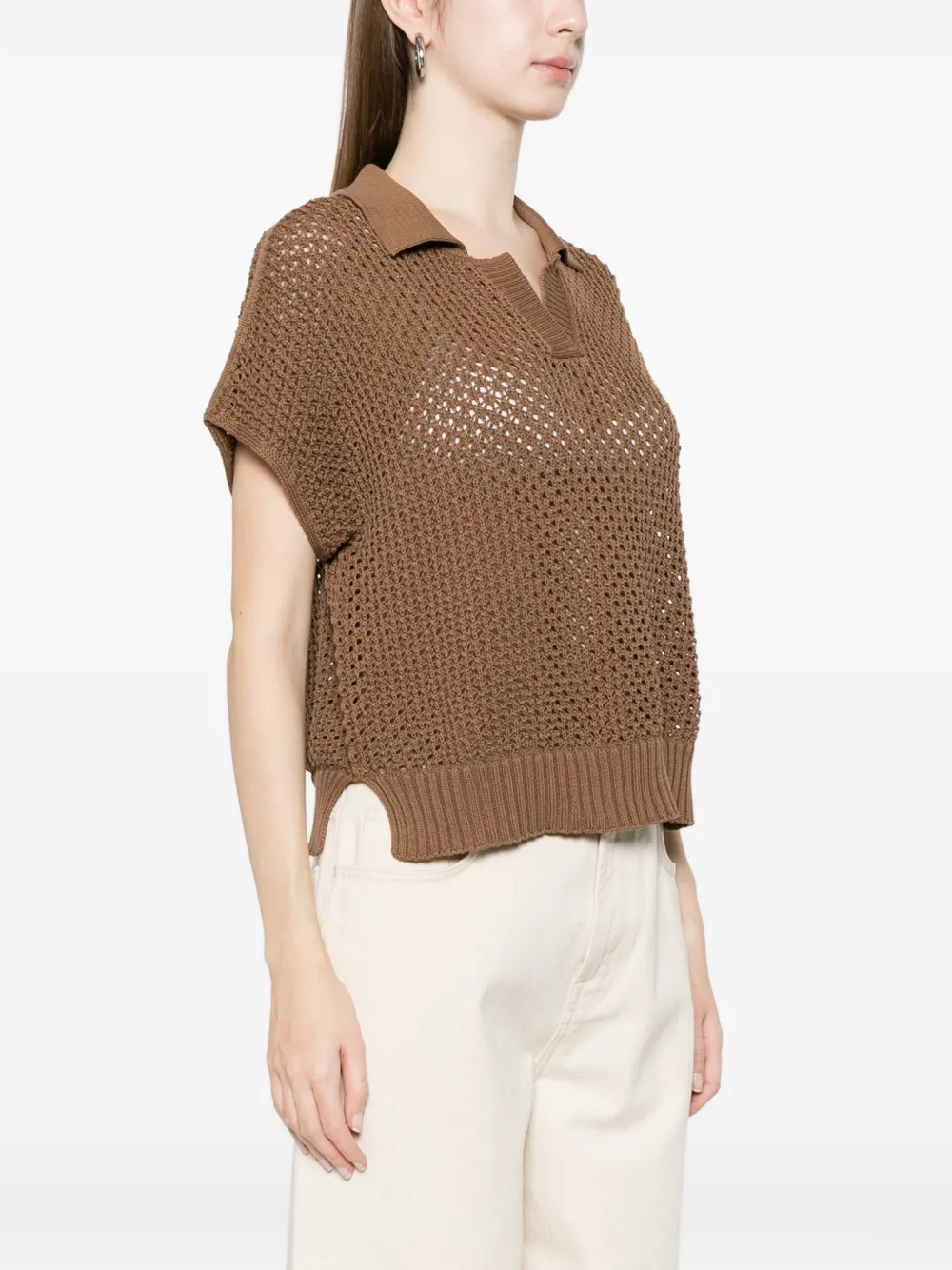  Arovescio Polo-collar T-shirt - Brown 