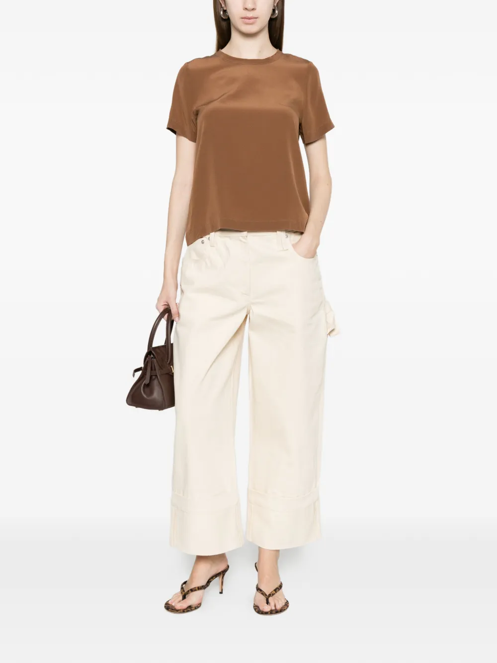 Arovescio Silk T-shirt - Brown 
