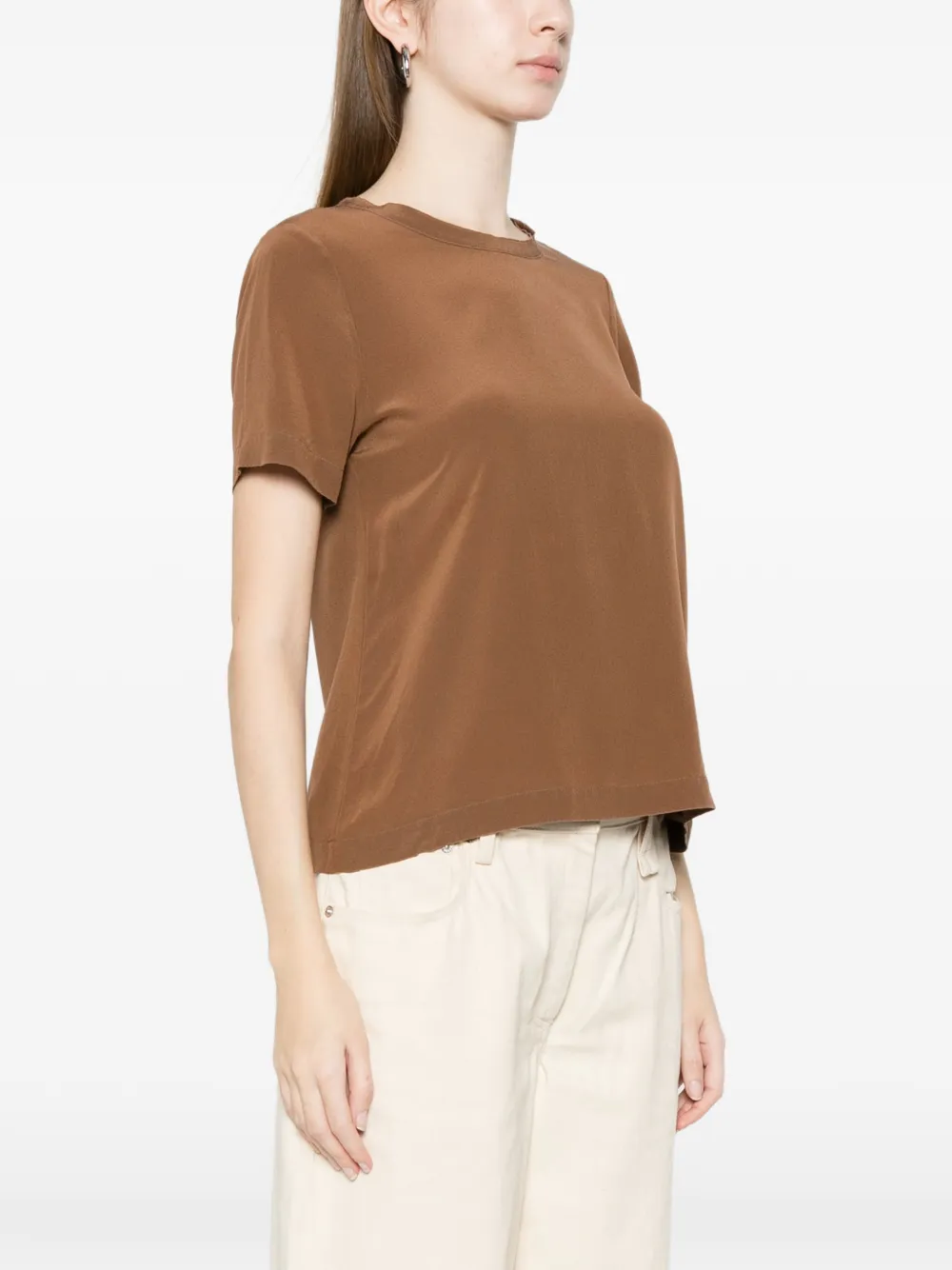  Arovescio Silk T-shirt - Brown 