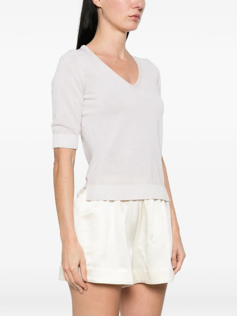  Arovescio V-neck Knitted T-shirt - Neutrals 