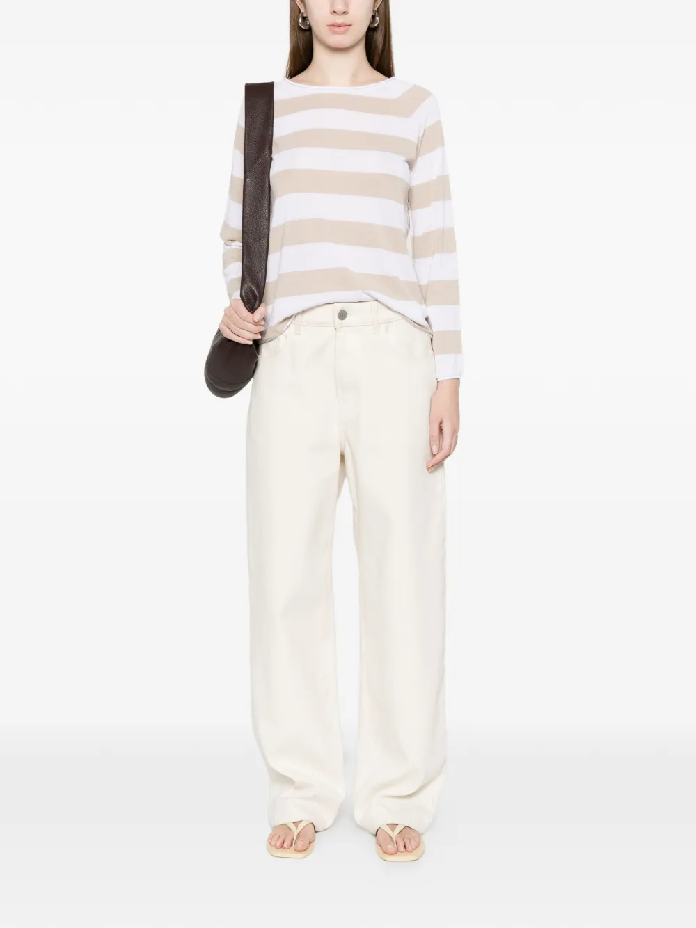  Arovescio Striped-pattern T-shirt - White 