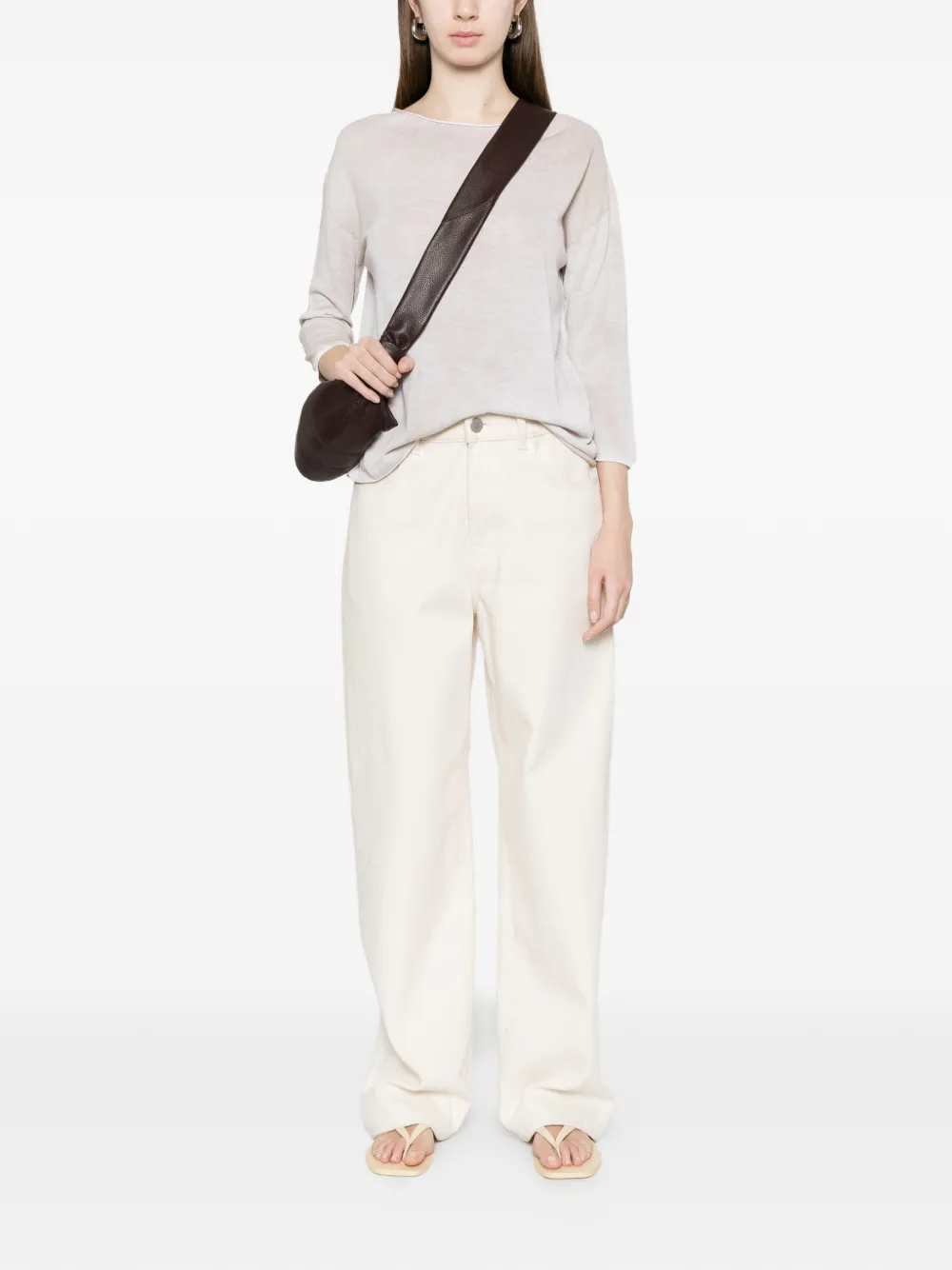  Arovescio Boat-neck T-shirt - Neutrals 