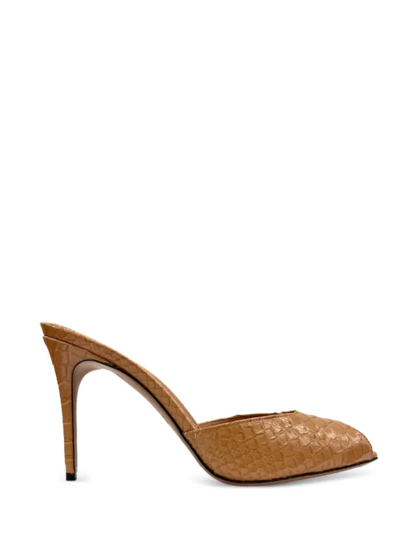 Paris Texas Vera Crocodile-effect Open-toe Sandals in Brown