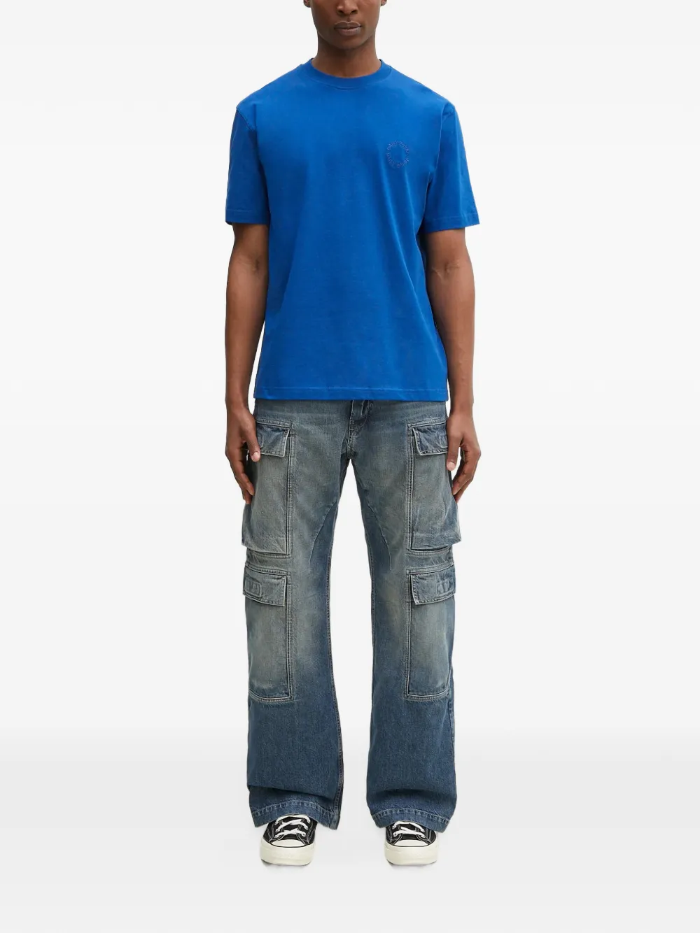 Daily Paper Orbit Emb logo-embroidered T-shirt Blauw