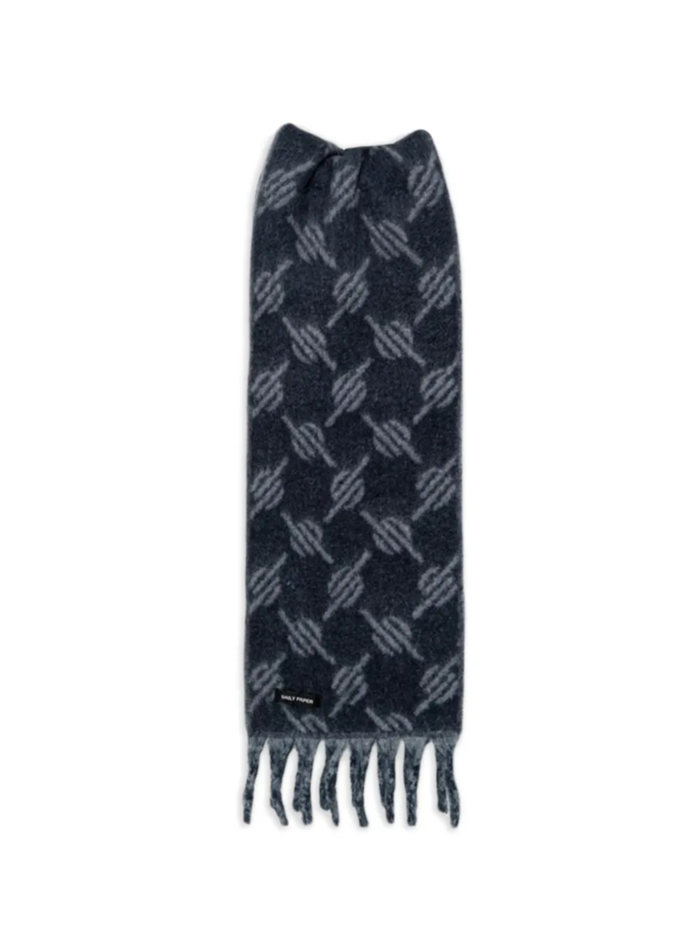 Daily Paper fringed pattern scarf - Blu