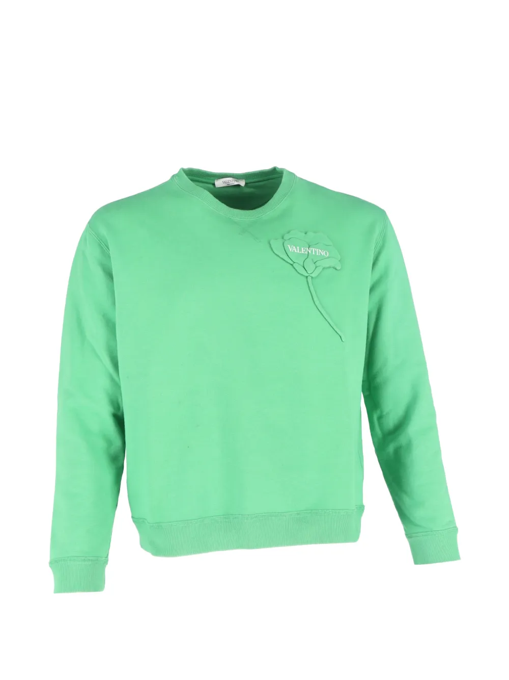 Valentino Garavani Pre-Owned flower-patch crew-neck sweatshirt - Verde