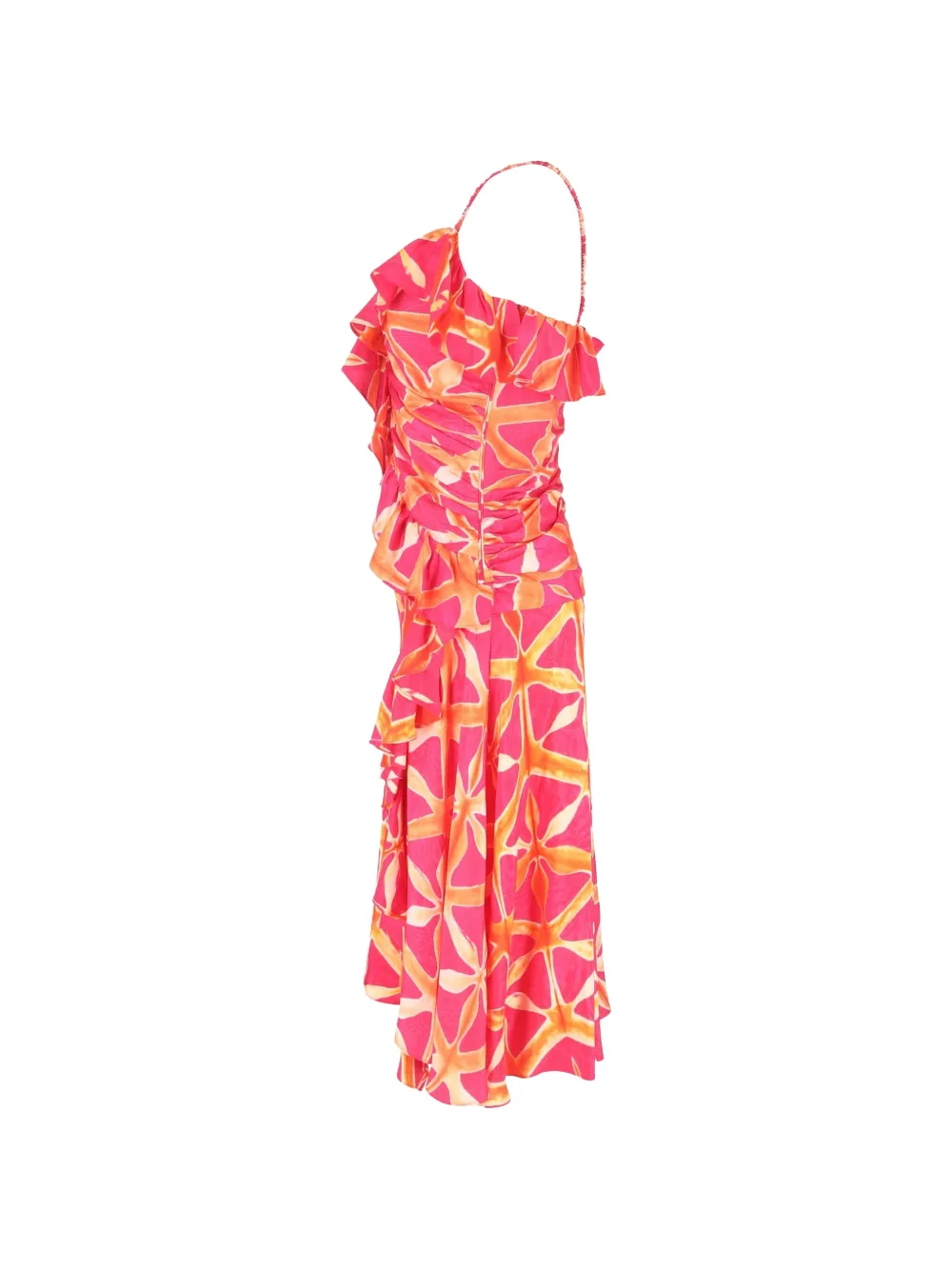 Zoya Ruffled Printed Midi Dress