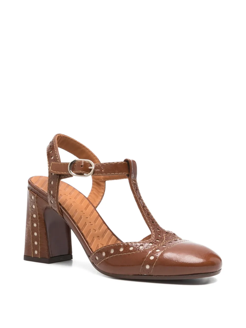 Chie Mihara Mira perforated T-bar heeled pumps Bruin