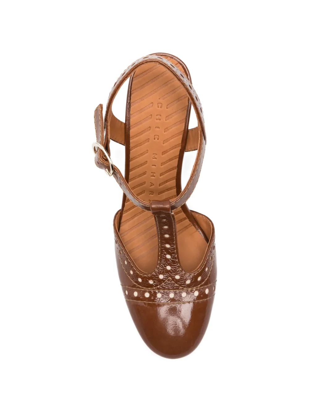 Chie Mihara Mira perforated T-bar heeled pumps Bruin