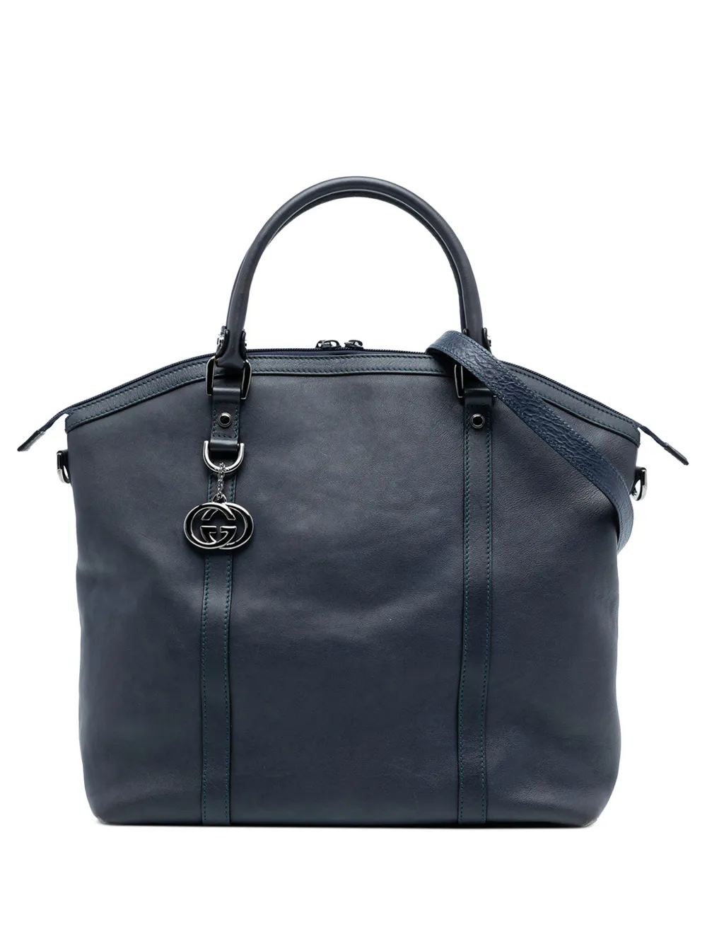 Gucci Pre-Owned 2016-2026 Large Leather GG Charm Dome satchel - Blu