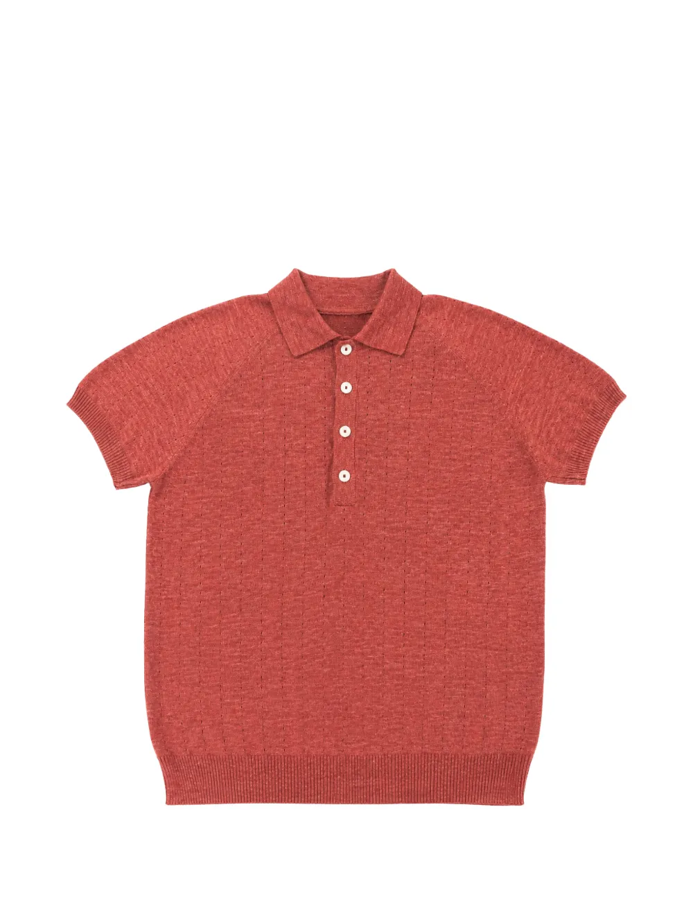 Gran Sasso pointelle-knit raglan-sleeve polo shirt - Rosso