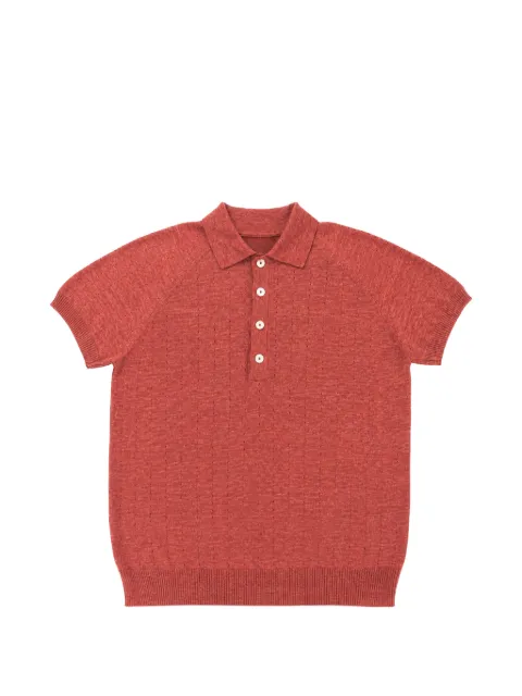 Gran Sasso pointelle-knit raglan-sleeve polo shirt