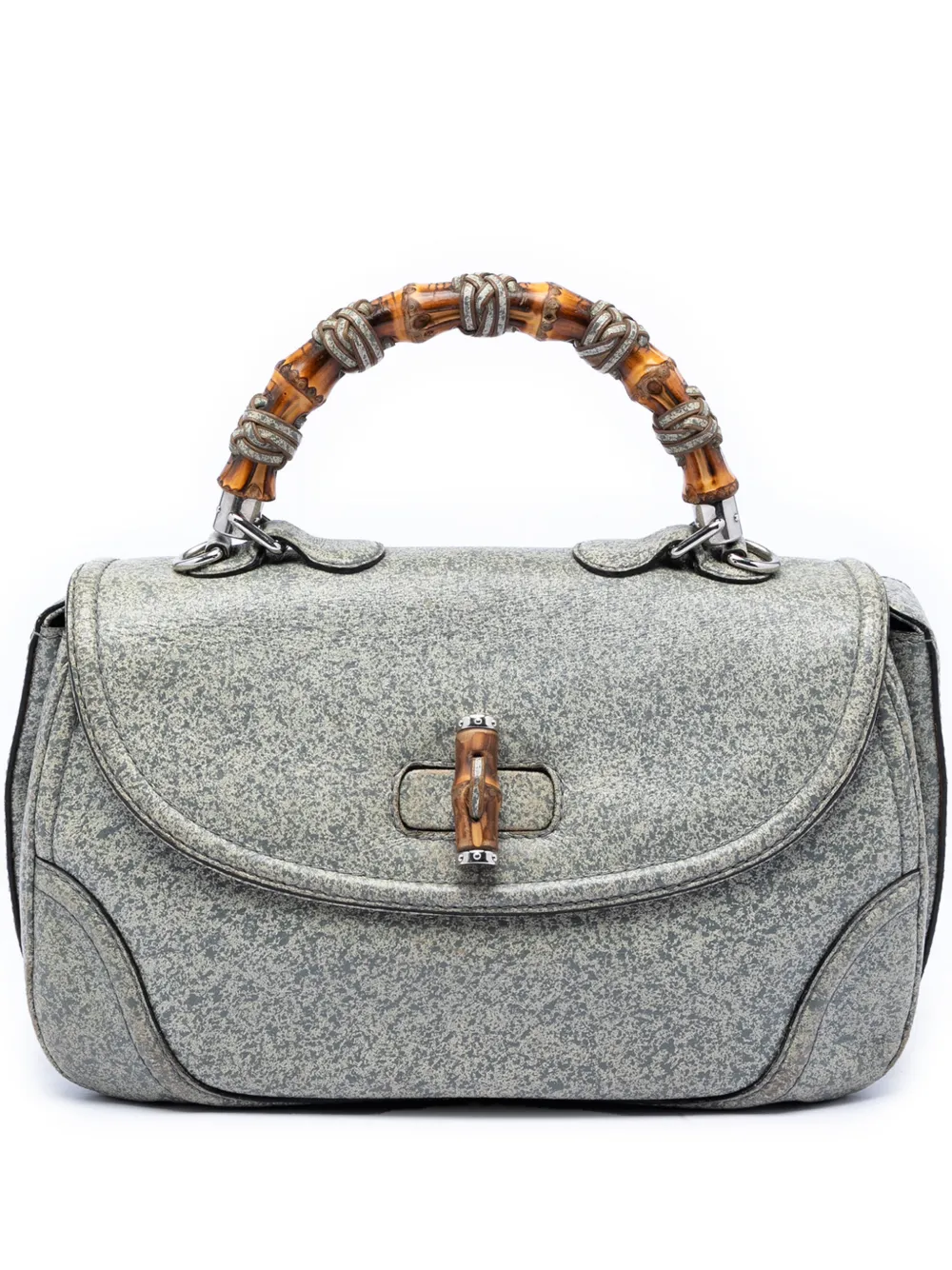 Gucci Pre-Owned 2016-2025 Large Speckled Leather New Bamboo Top Handle Bag satchel - Grigio