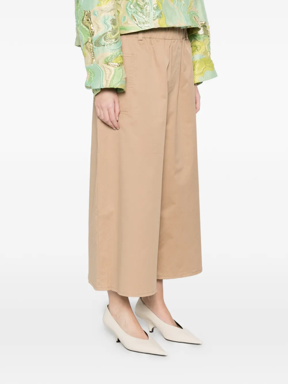 SUSANNE BOMMER Broek met wijde pijpen en zak Beige