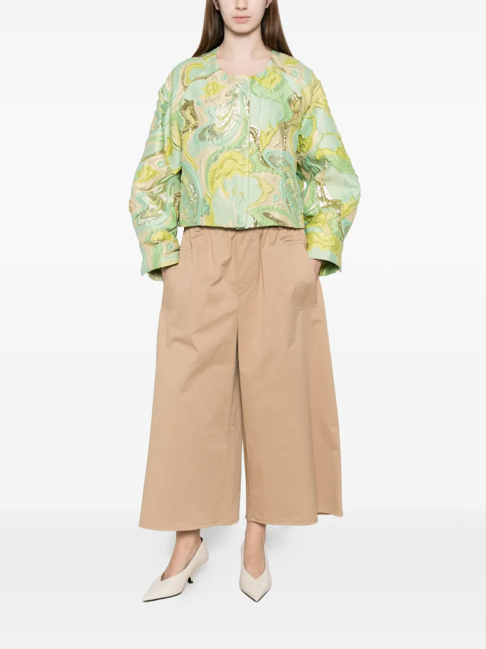 SUSANNE BOMMER Broek met wijde pijpen en zak Beige