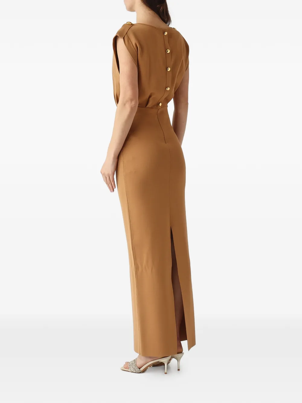 Elisabetta Franchi Maxi-jurk met ronde hals Beige