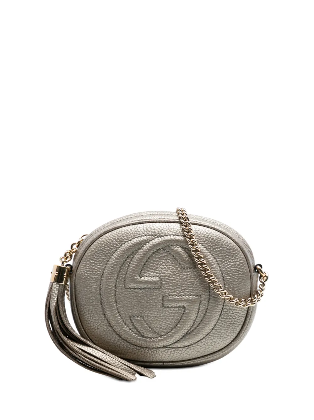 Gucci Pre-Owned 2016-2026 Mini Metallic Pebbled Calfskin Soho Chain crossbody bag - Argento