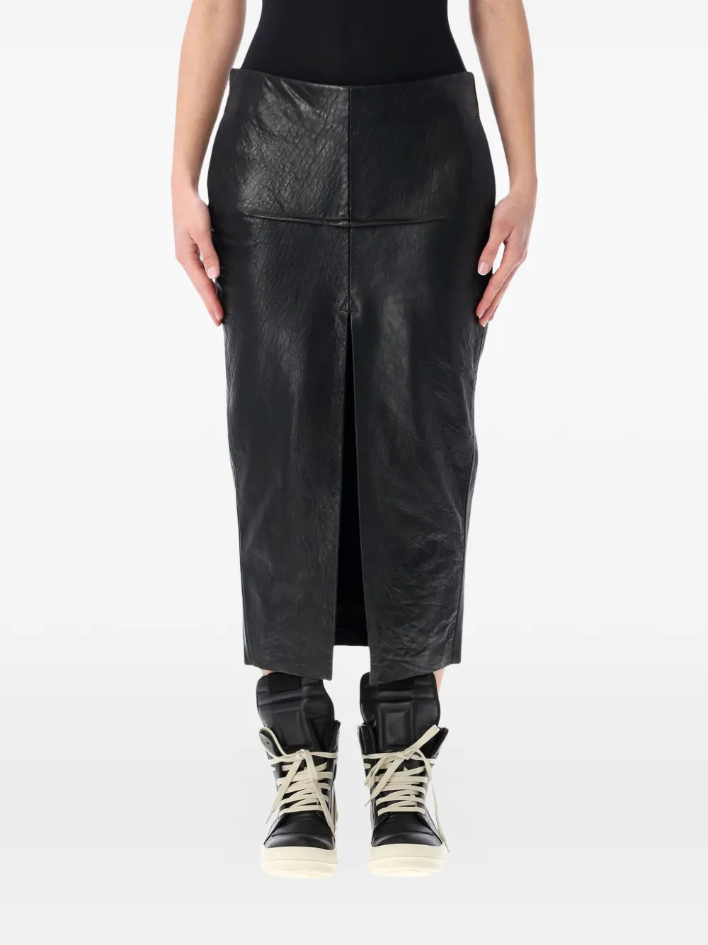 Rick Owens - Sliced midi skirt - dames - kalfsleer