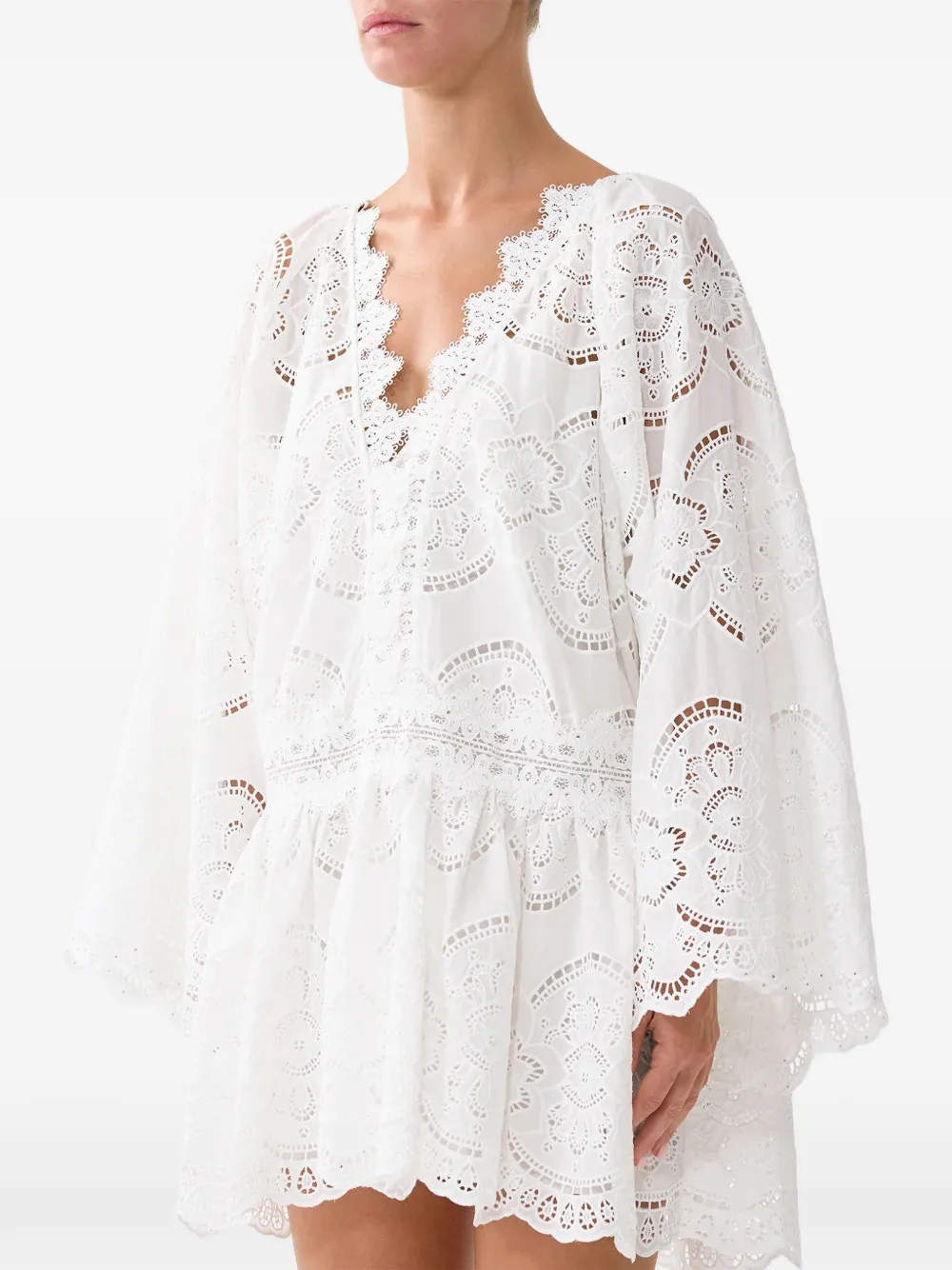 Camilla V-neck mini dress - Bianco