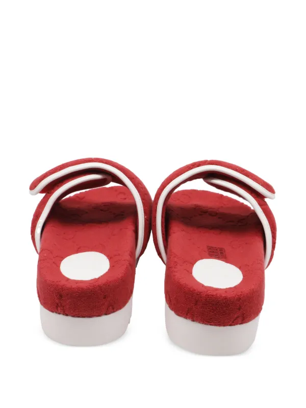 Gucci Pre-Owned x Adidas Logo adjustable-strap Slides | Red  display picture 2