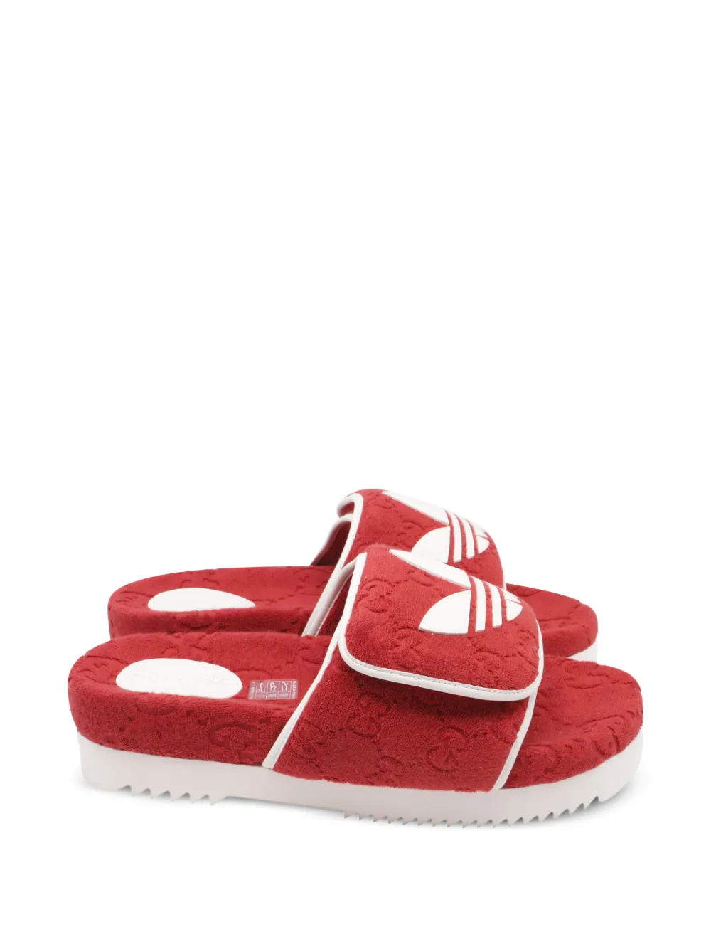 Gucci Pre-Owned x Adidas logo adjustable-strap slides - Rot