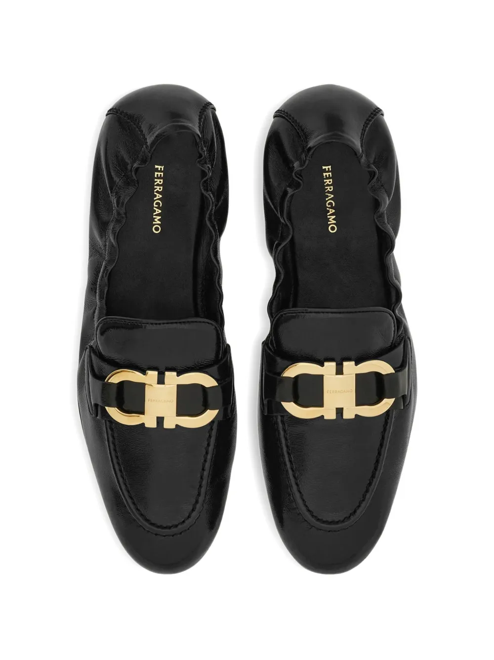 Ferragamo Jodie metallic leren loafers Zwart